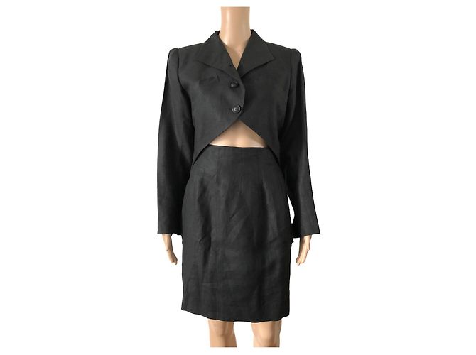 Hermès Hermes Skirt Suit in Black Linen