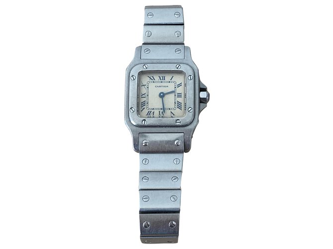 Cartier Santos PM Uhr in Stahl Silber  ref.273505