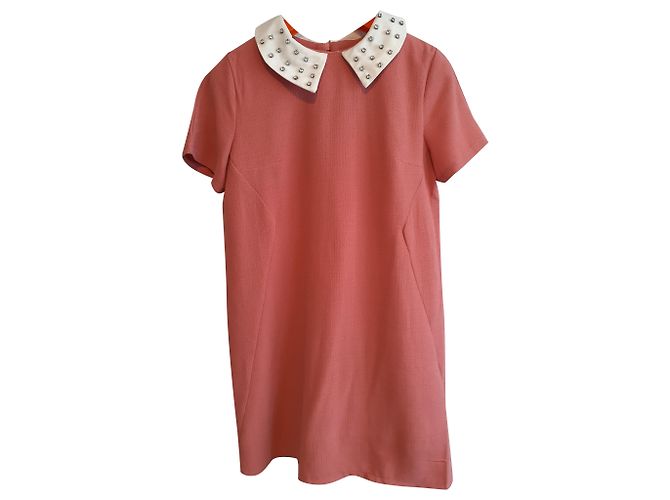 Vestido Rosa Suncoo com Gola de Strass