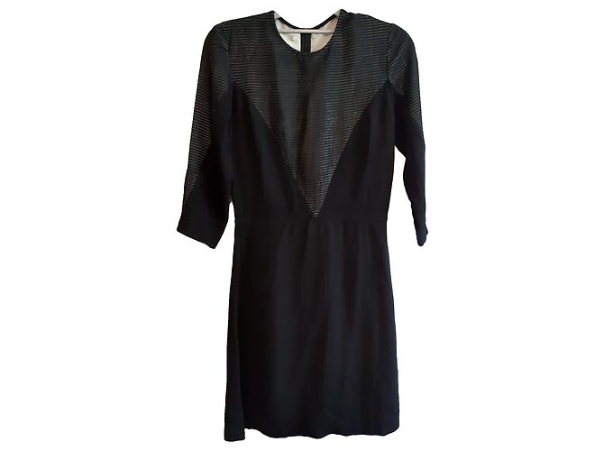 Vestido Sandro de seda e viscose preto