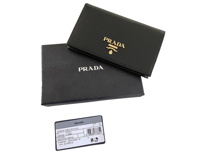 Wallet Prada saffiano leather metal Nero Pelle  ref.273511