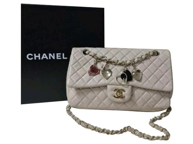 Chanel Limited Edition Valentine Beige Lambskin Leather Flap Shoulder Bag