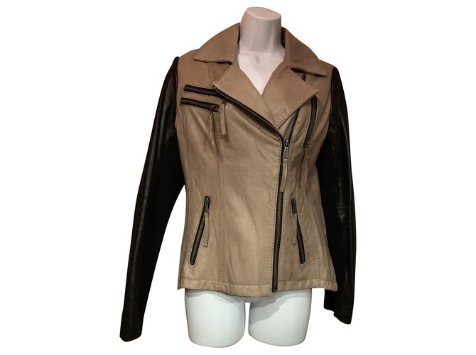 Michael Kors Biker jackets Beige Leather  ref.273908