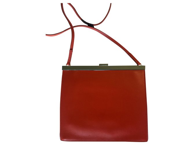 Céline Clasp bag Red Leather  ref.273911