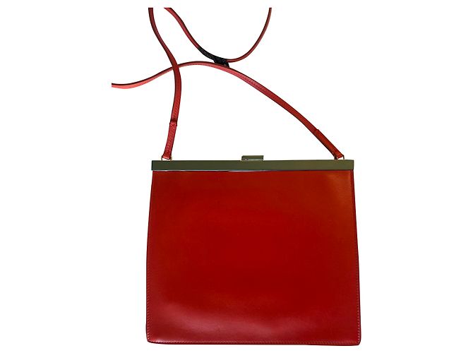 Sac à main Céline Clasp en cuir rouge
