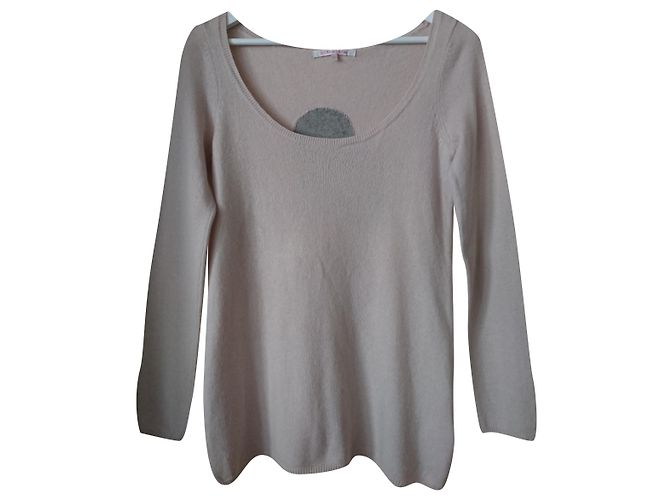 Sweater Berenice de lã e cashmere bege com padrão de coruja XS