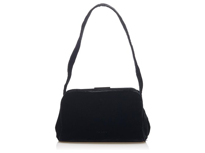 Prada Black Velvet Shoulder Bag Cloth  ref.274011