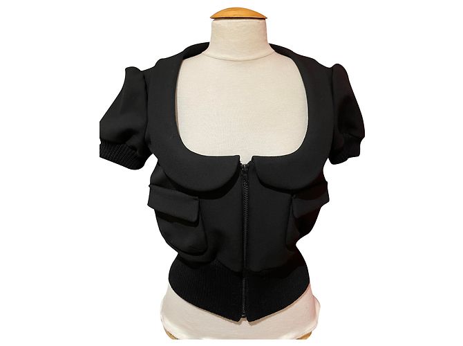 Red Valentino Black Jacket with Mesh Trim