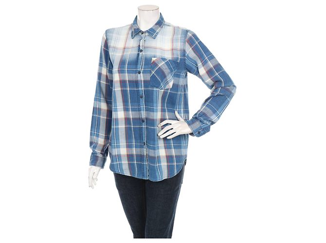 Camicia oversize scozzese Current Elliott Blu Cotone M