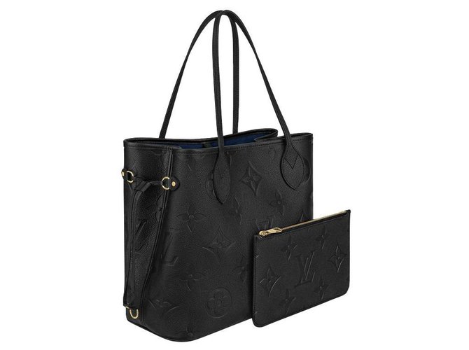 Louis Vuitton Neverfull MM with Pouch, Empreinte Leather Black and
