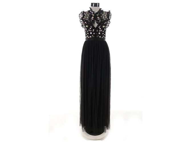 Needle & Thread Kleid Schwarz Bunt Nylon Größe 32 Mehrfarben