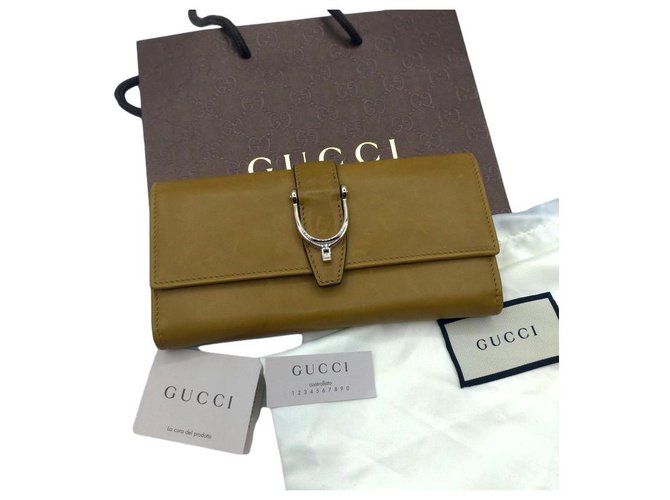 Portafoglio Continental Gucci Cachi Pelle  ref.274377