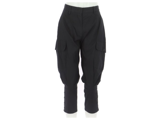 Prada Cropped trousers Black Cotton  ref.274522