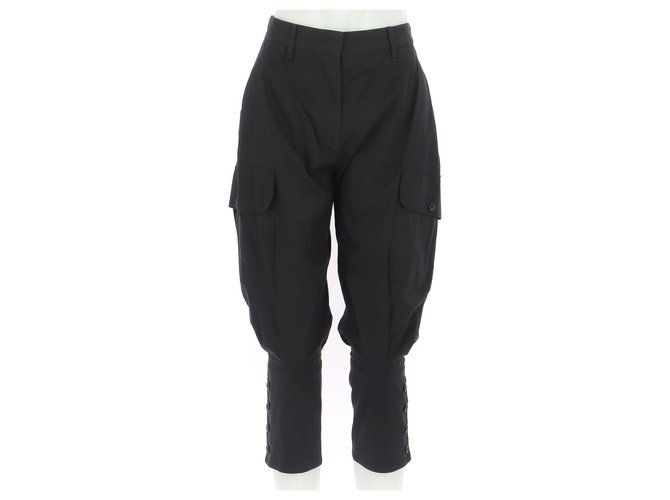 Prada Pantaloni tagliati Nero Cotone  ref.274522