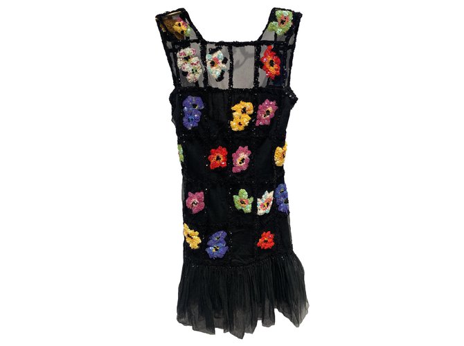 Chanel Dresses Black Multiple colors Silk Polyamide  ref.274579