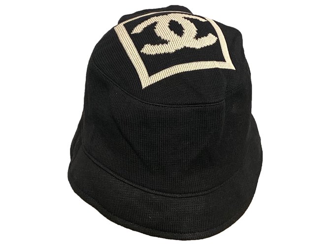 Chanel Hats Black Beige Cotton  ref.274580