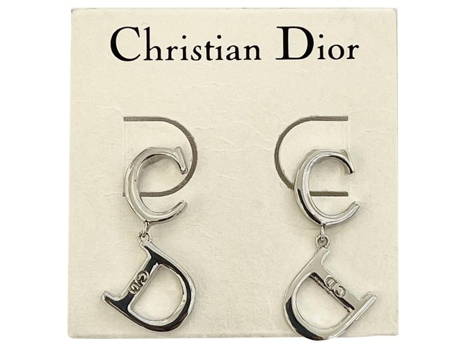 Dior Vintage CD dangle earrings Silver hardware Silver-plated  ref.274637
