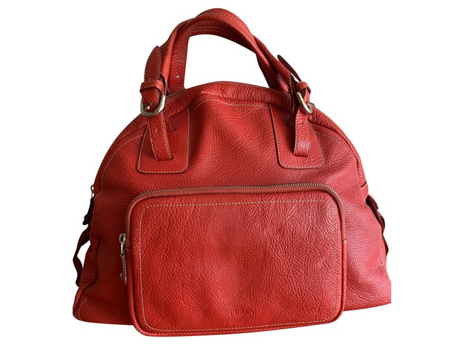 FURLA red leather handbag  ref.274642