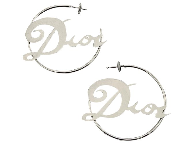 Vintage Dior hoop earrings Silver hardware Silver  ref.274645