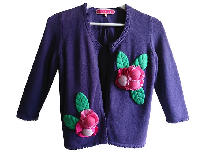 Manoush Weste aus Baumwolle Lila mit Blumenrelief