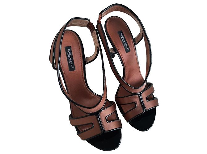 Sandali Dolce & Gabbana in raso bronzo con tacco 8cm