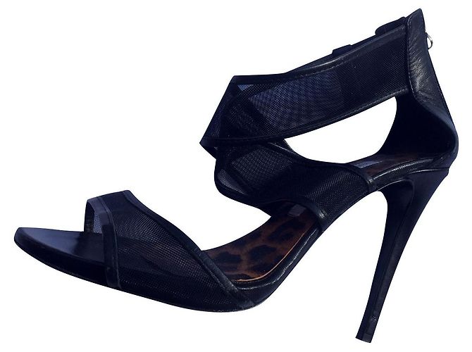 Diane Von Furstenberg DvF Mesh e pelle tacco alto Nero