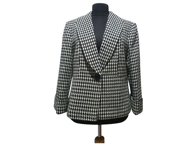Autre Marque Blazer pied-de-poule John Meyer of Norwich noir et blanc