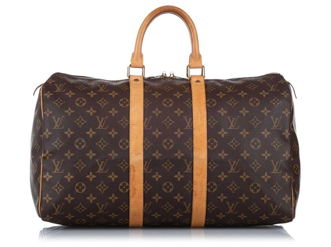 Louis Vuitton Brown Monogram Keepall 45 Leather Cloth  ref.274989