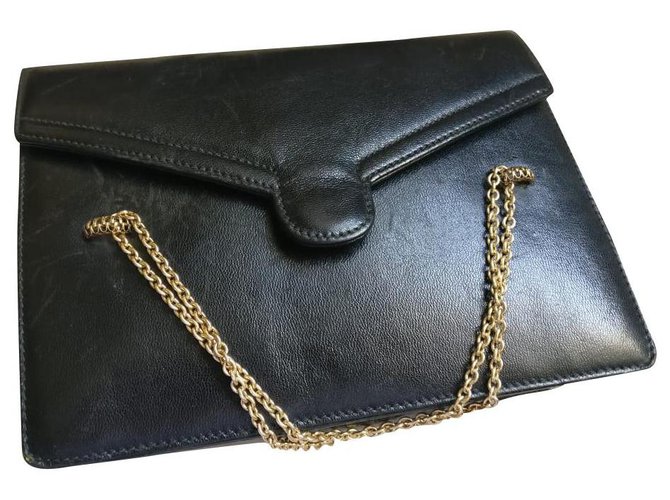 Gucci Vintage Handtasche Schwarz Leder  ref.275034