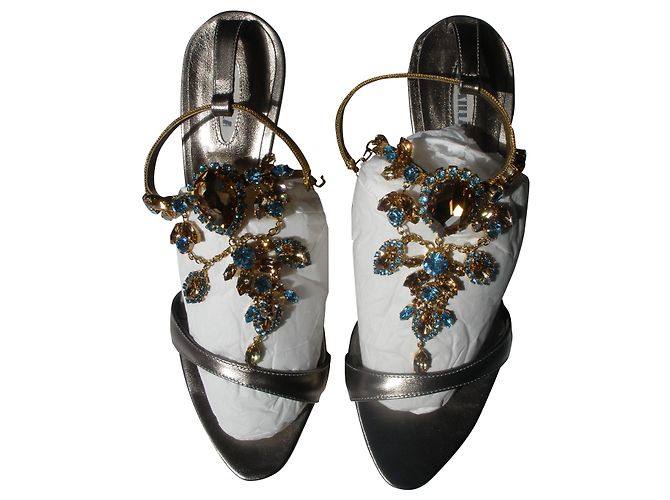 Le Silla Le Chair Sandalen Silber Leder 39IT