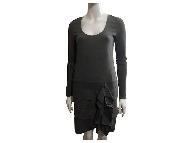 Patrizia Pepe Kleid in Grau aus Viskose mit Rüschen