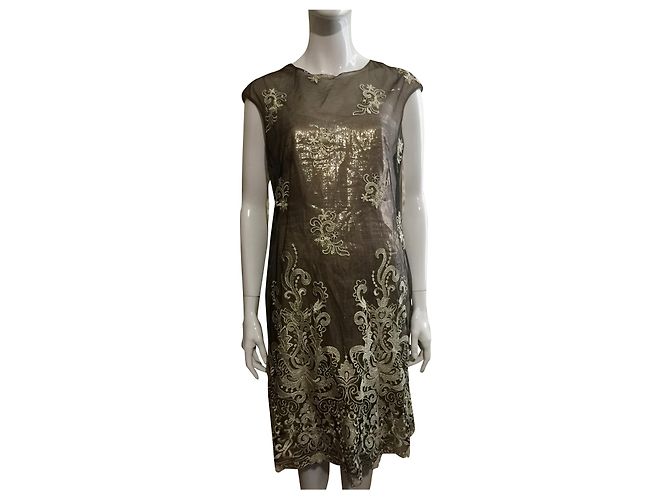 Marchesa Metallisches Cocktailkleid Schwarz Golden