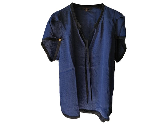Louis Vuitton Tops Blue Silk  ref.275081
