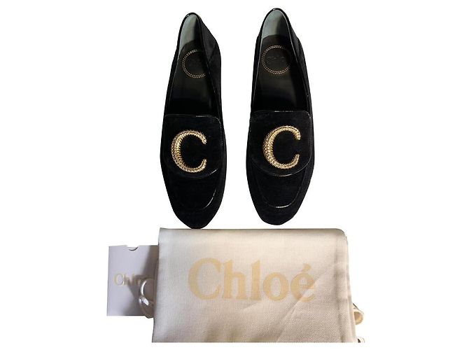 Mocassini convertibili Chloé in velluto e cristalli Nero