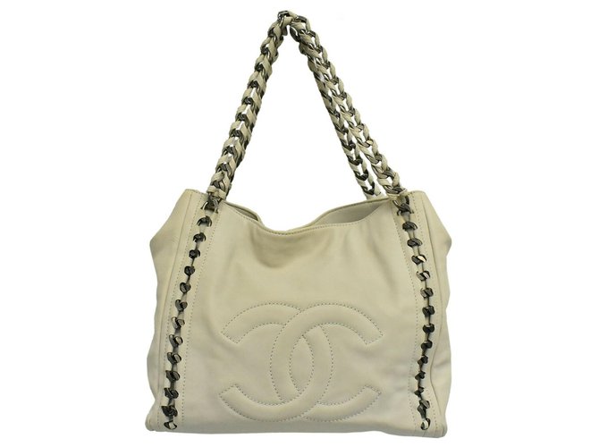 Chanel COCO Mark White Leather  ref.275147