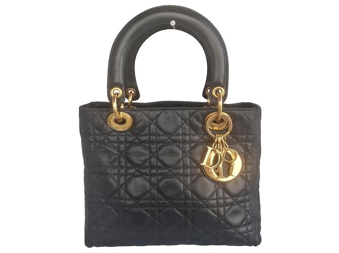 Dior Lady Dior Lammleder Handtasche Schwarz