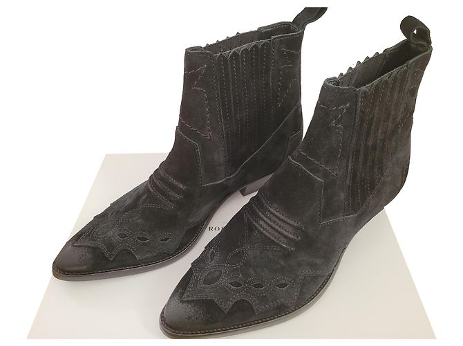 Botas vaqueras Roseanna Tucson en piel de ciervo negra Negro