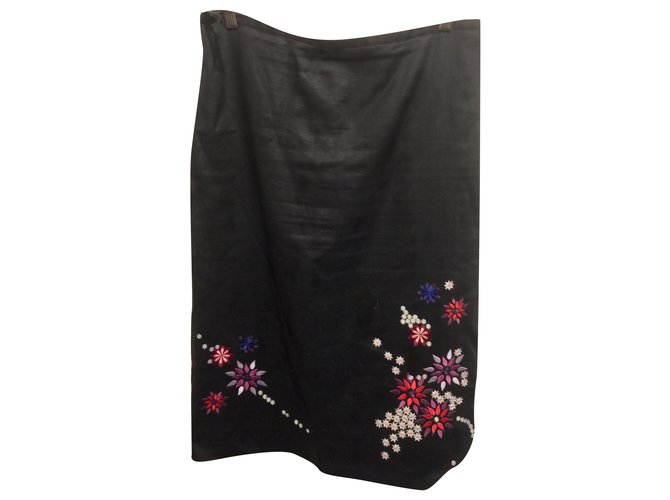 French Connection Embroidered skirt Black Cotton  ref.275261