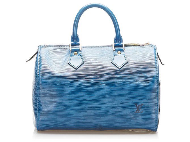 Louis Vuitton Blue Epi Speedy 25 Azul Couro  ref.275280