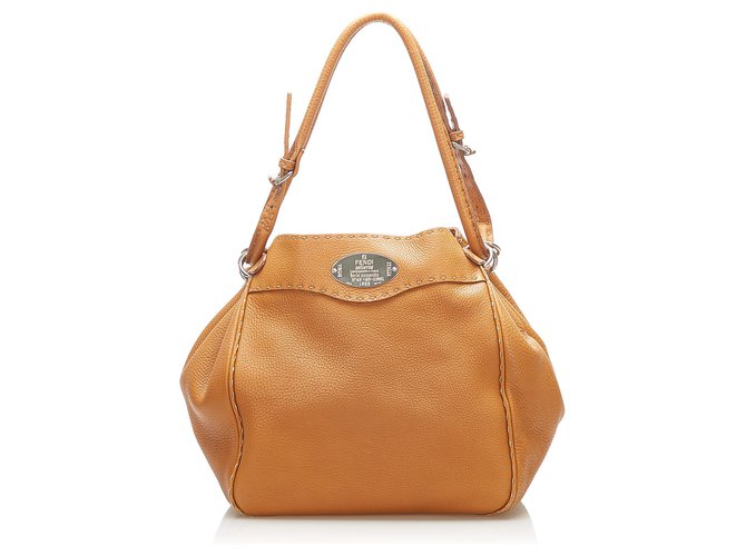 Fendi Brown Selleria Leather Shoulder Bag Pony-style calfskin  ref.275369