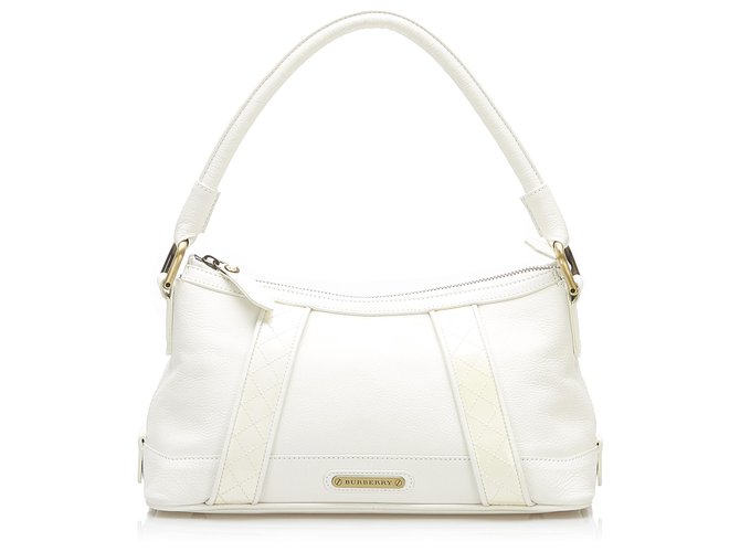 Burberry White Leather Handbag Cream Pony-style calfskin  ref.275415