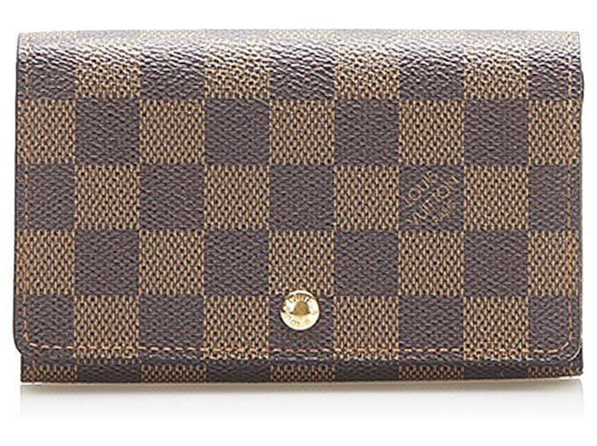 Louis Vuitton Brown Damier Ebene Flap Small Wallet Cloth  ref.275446