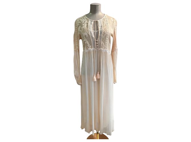 Forte Forte Kleid aus Baumwolle und Spitze Cremeweiß Aus weiß