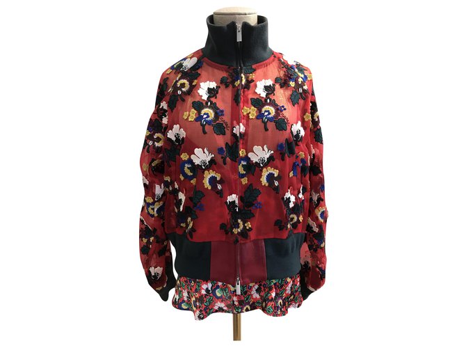 Sacai Jackets Red Polyester  ref.275560