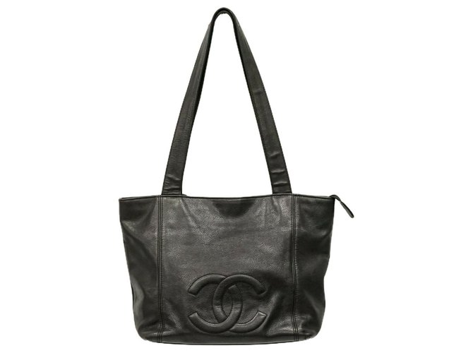 Chanel-Einkaufstasche Schwarz Leder  ref.275562