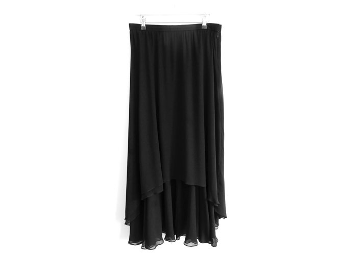 Yves Saint Laurent SS94 Silk High Low Skirt Black  ref.275566