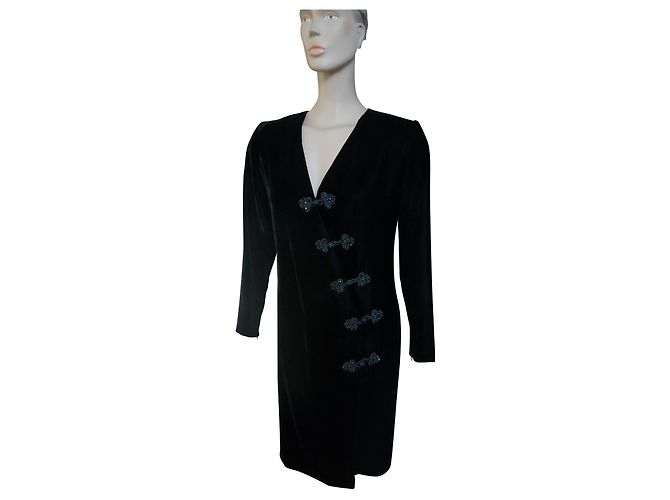 Yves Saint Laurent Kleid aus schwarzem Viskose-Samt