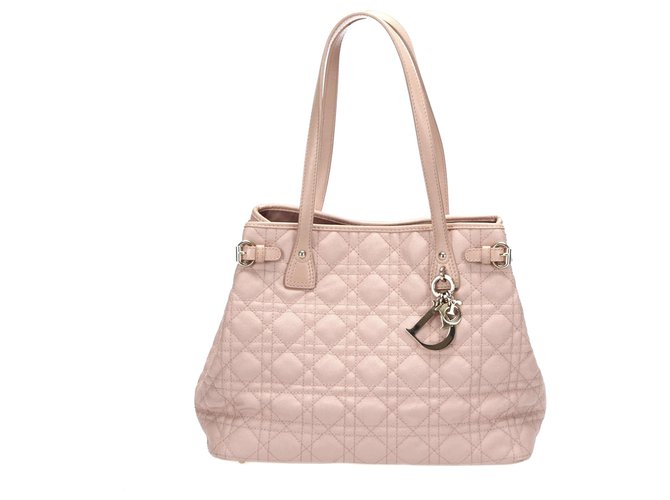 Dior Pink Cannage Panarea Tote Bag Leather Cloth Pony-style calfskin Cloth  ref.275731