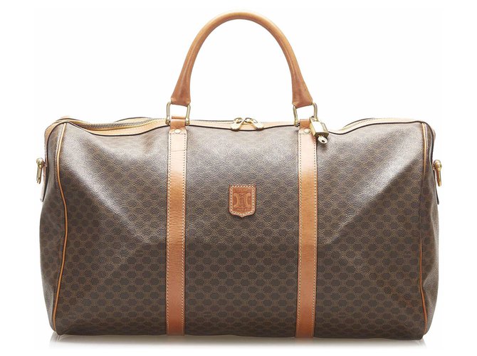 Céline Celine Brown Macadam Travel Bag Leather Plastic Pony-style calfskin  ref.275750