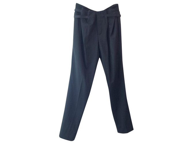 Pantalones Petar Petrov con detalles plisados y bandas. tamaño 36. Negro Lana  ref.275874